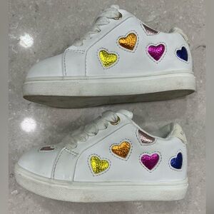 Kurt Geiger Mini Lane White and Metallic Heart Sneakers - Toddler Size 6